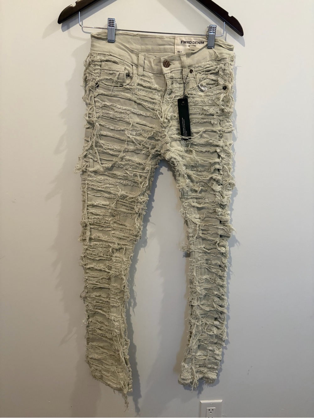 NWT FWRD Denim Distressed Mid-Rise Skinny Jeans Fit 3 Stacked - Size 14